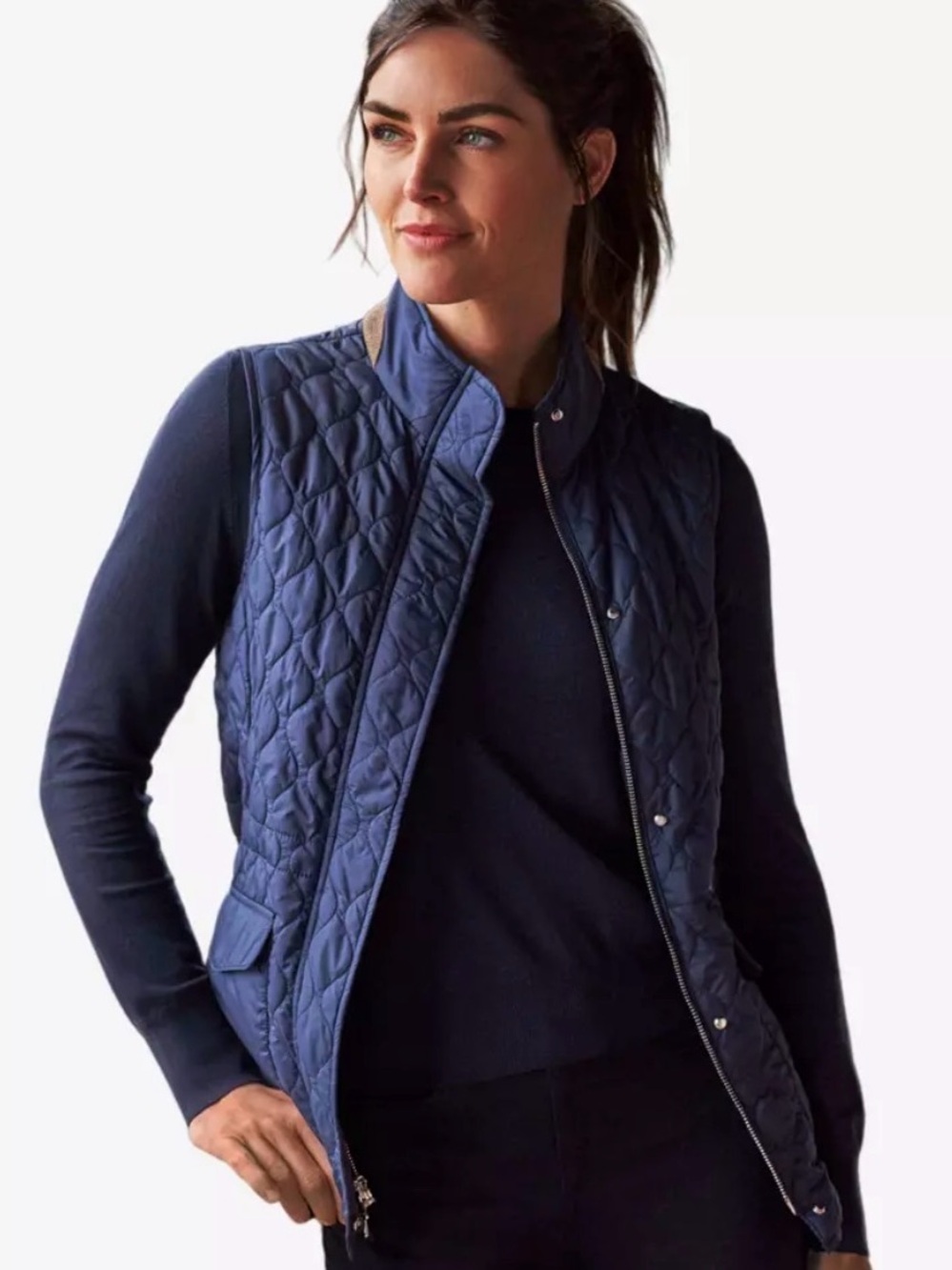 NWT Peter Millar Addison Quilted Travel Vest Navy M Medium Golf *CC customized*